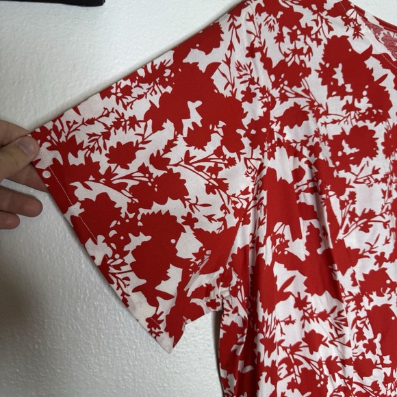New Labelbe Red Floral Dress Womens US 16 Viscose Short Sleeve Bohemian Label Be - Picture 4 of 11